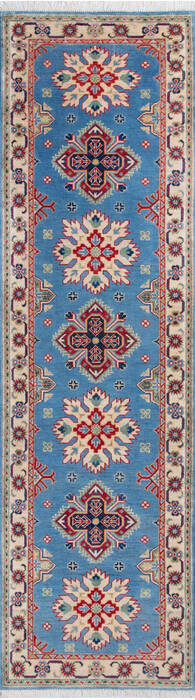 Kazak Blue Runner Hand Knotted 29 X 97 Area Rug 700-146057 Image 0