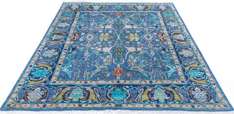 Chobi Blue Hand Knotted 710 X 97 Area Rug 700-146058 Image 1