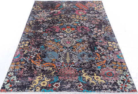 Modern Black Hand Knotted 511 X 811 Area Rug 700-146059 Image 1
