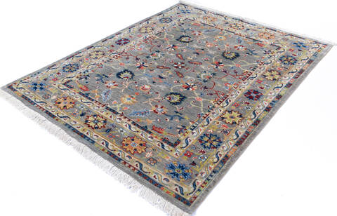 Chobi Grey Hand Knotted 50 X 66 Area Rug 700-146065 Image 2
