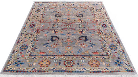 Chobi Grey Hand Knotted 51 X 68 Area Rug 700-146068 Image 1