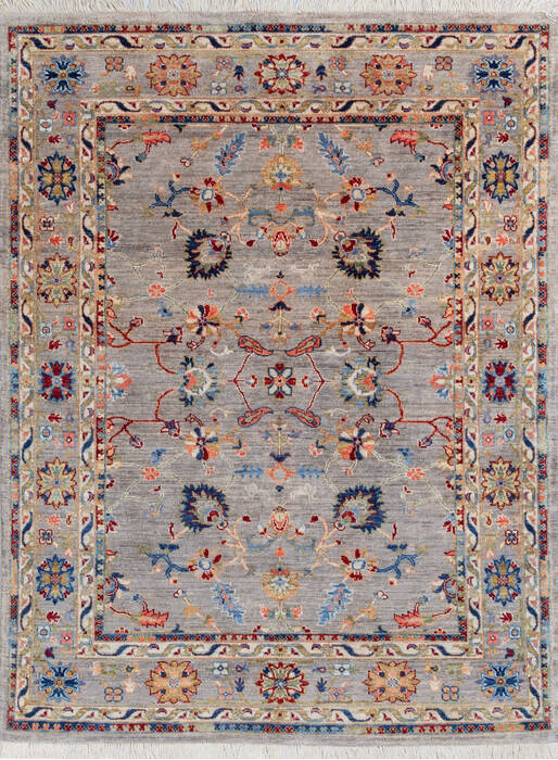 Chobi Grey Hand Knotted 51 X 68 Area Rug 700-146068 Image 0