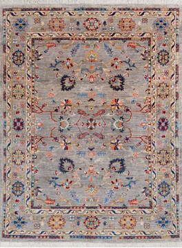 Chobi Grey Hand Knotted 5'1" X 6'8"  Area Rug 700-146068
