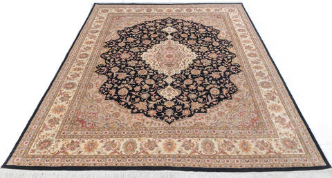 Pak-Persian Black Hand Knotted 80 X 101 Area Rug 700-146081 Image 1