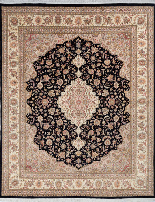 Pak-Persian Black Hand Knotted 80 X 101 Area Rug 700-146081 Image 0