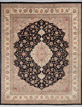 Pak-Persian Black Hand Knotted 8'0" X 10'1"  Area Rug 700-146081