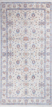 Afghan Chobi White Rectangle Odd Size Wool Carpet 146090