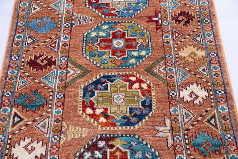 Chobi Orange Runner Hand Knotted 28 X 100 Area Rug 700-146097 Image 3