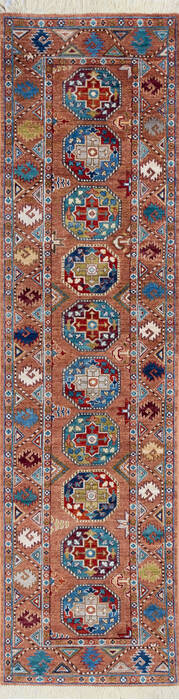 Chobi Orange Runner Hand Knotted 28 X 100 Area Rug 700-146097 Image 0