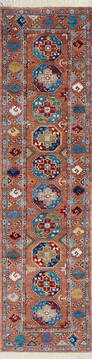 Afghan Chobi Orange Runner 10 to 12 ft Wool Carpet 146097