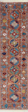 Chobi Orange Runner Hand Knotted 2'8" X 10'0"  Area Rug 700-146097