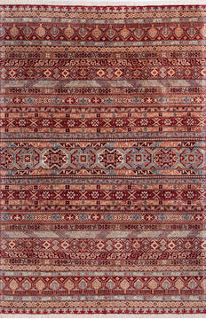 Chobi Red Hand Knotted 6'6" X 9'9"  Area Rug 700-146098