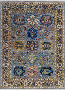 Afghan Chobi Grey Rectangle 5x7 ft Wool Carpet 146100