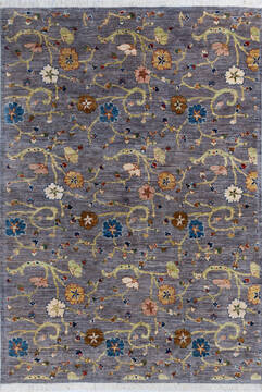 Afghan Chobi Grey Rectangle 5x8 ft Wool Carpet 146103