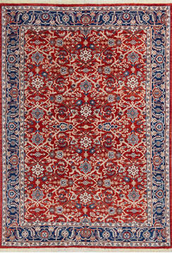 Chobi Red Hand Knotted 5'7" X 7'11"  Area Rug 700-146108