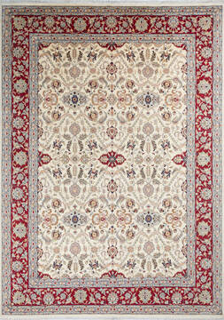 Pakistani Pak-Persian Beige Rectangle 9x12 ft Wool Carpet 146111