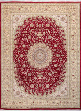 Pak-Persian Red Hand Knotted 9'2" X 12'1"  Area Rug 700-146113