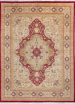 Pakistani Pak-Persian Red Rectangle 9x12 ft Wool Carpet 146114