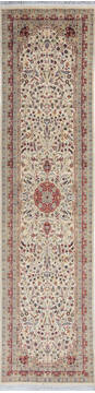 Pakistani Pak-Persian Beige Runner 10 to 12 ft Wool Carpet 146115