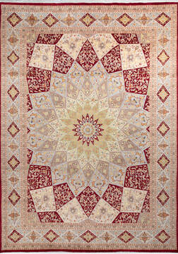 Pak-Persian Red Hand Knotted 10'1" X 14'1"  Area Rug 700-146119