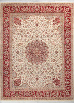 Pakistani Pak-Persian Beige Rectangle 9x12 ft Wool Carpet 146123