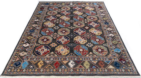 Chobi Grey Hand Knotted 81 X 100 Area Rug 700-146126 Image 1