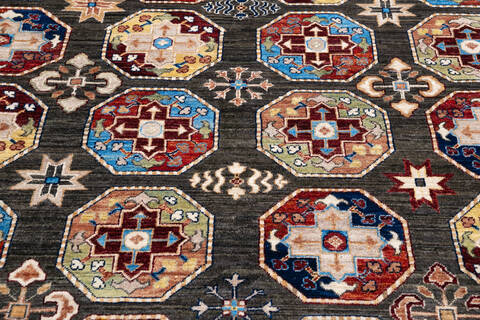 Chobi Grey Hand Knotted 81 X 100 Area Rug 700-146126 Image 3