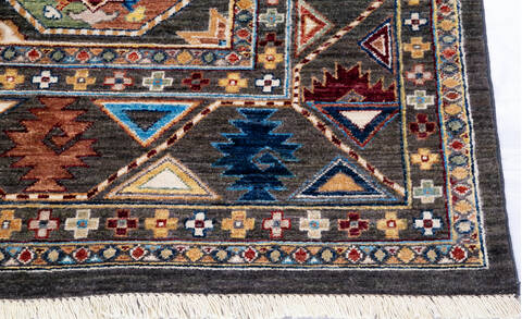 Chobi Grey Hand Knotted 81 X 100 Area Rug 700-146126 Image 4