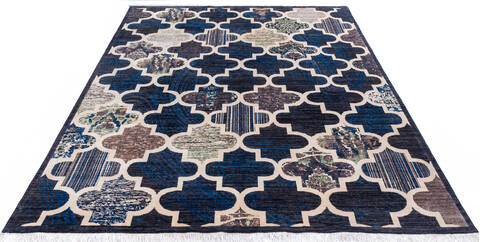 Modern Multicolor Hand Knotted 711 X 911 Area Rug 700-146128 Image 1