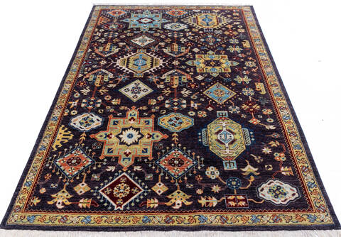 Chobi Black Hand Knotted 60 X 93 Area Rug 700-146129 Image 1
