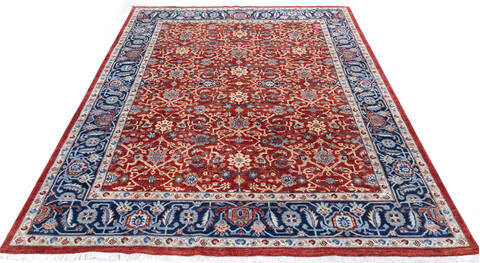 Chobi Red Hand Knotted 80 X 99 Area Rug 700-146130 Image 1