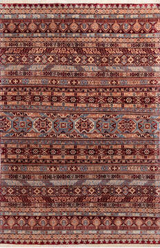 Chobi Red Hand Knotted 6'7" X 9'10"  Area Rug 700-146131
