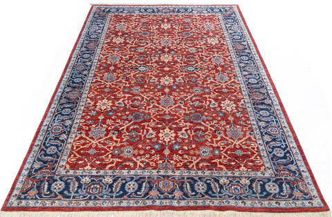 Chobi Red Hand Knotted 69 X 99 Area Rug 700-146132 Image 1