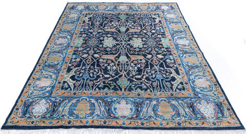 Oushak Blue Hand Knotted 80 X 98 Area Rug 700-146136 Image 1