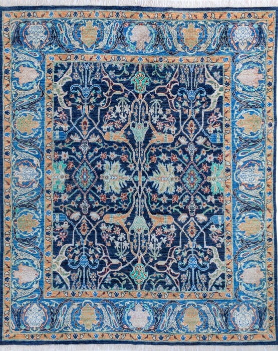 Oushak Blue Hand Knotted 80 X 98 Area Rug 700-146136 Image 0