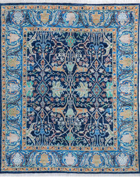 Afghan Oushak Blue Rectangle 8x10 ft Wool Carpet 146136