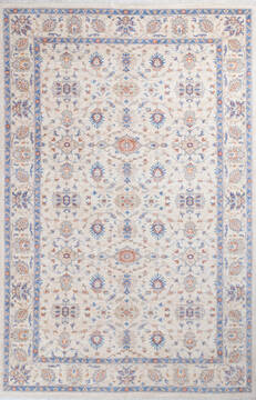 Afghan Chobi White Rectangle Odd Size Wool Carpet 146138
