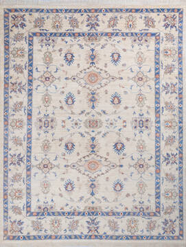 Afghan Chobi White Rectangle 9x12 ft Wool Carpet 146139