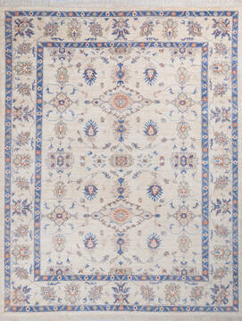 Chobi White Hand Knotted 9'1" X 11'6"  Area Rug 700-146139
