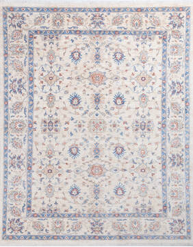 Afghan Chobi White Rectangle 8x10 ft Wool Carpet 146140