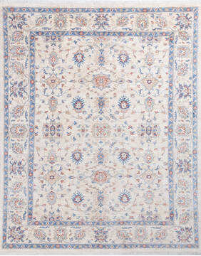 Chobi White Hand Knotted 7'11" X 9'9"  Area Rug 700-146140