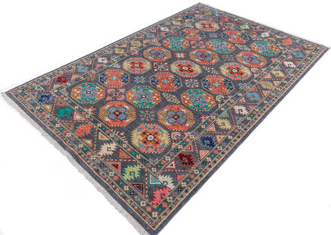 Chobi Grey Hand Knotted 66 X 910 Area Rug 700-146143 Image 2