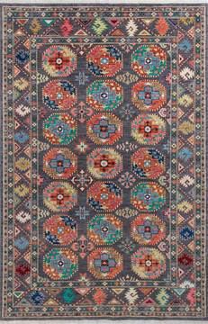 Chobi Grey Hand Knotted 6'6" X 9'10"  Area Rug 700-146143
