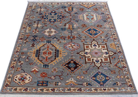 Chobi Grey Hand Knotted 410 X 68 Area Rug 700-146144 Image 1