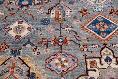 Chobi Grey Hand Knotted 410 X 68 Area Rug 700-146144 Image 3