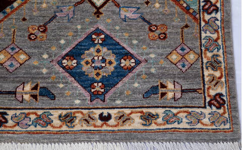 Chobi Grey Hand Knotted 410 X 68 Area Rug 700-146144 Image 4