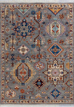 Chobi Grey Hand Knotted 4'10" X 6'8"  Area Rug 700-146144