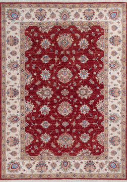 Afghan Chobi Red Rectangle 5x8 ft Wool Carpet 146158