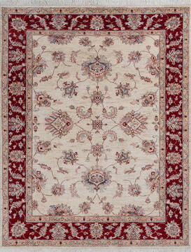 Afghan Chobi Beige Rectangle 4x6 ft Wool Carpet 146162