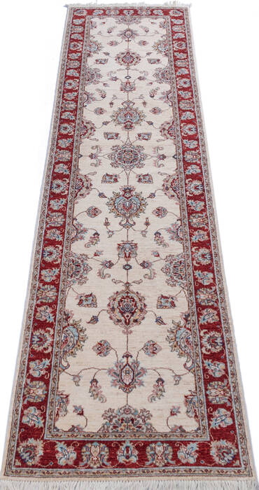 Chobi Beige Runner Hand Knotted 27 X 100 Area Rug 700-146168 Image 1